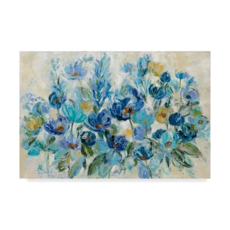 Silvia Vassileva 'Scattered Blue Flowers' Canvas Art,22x32